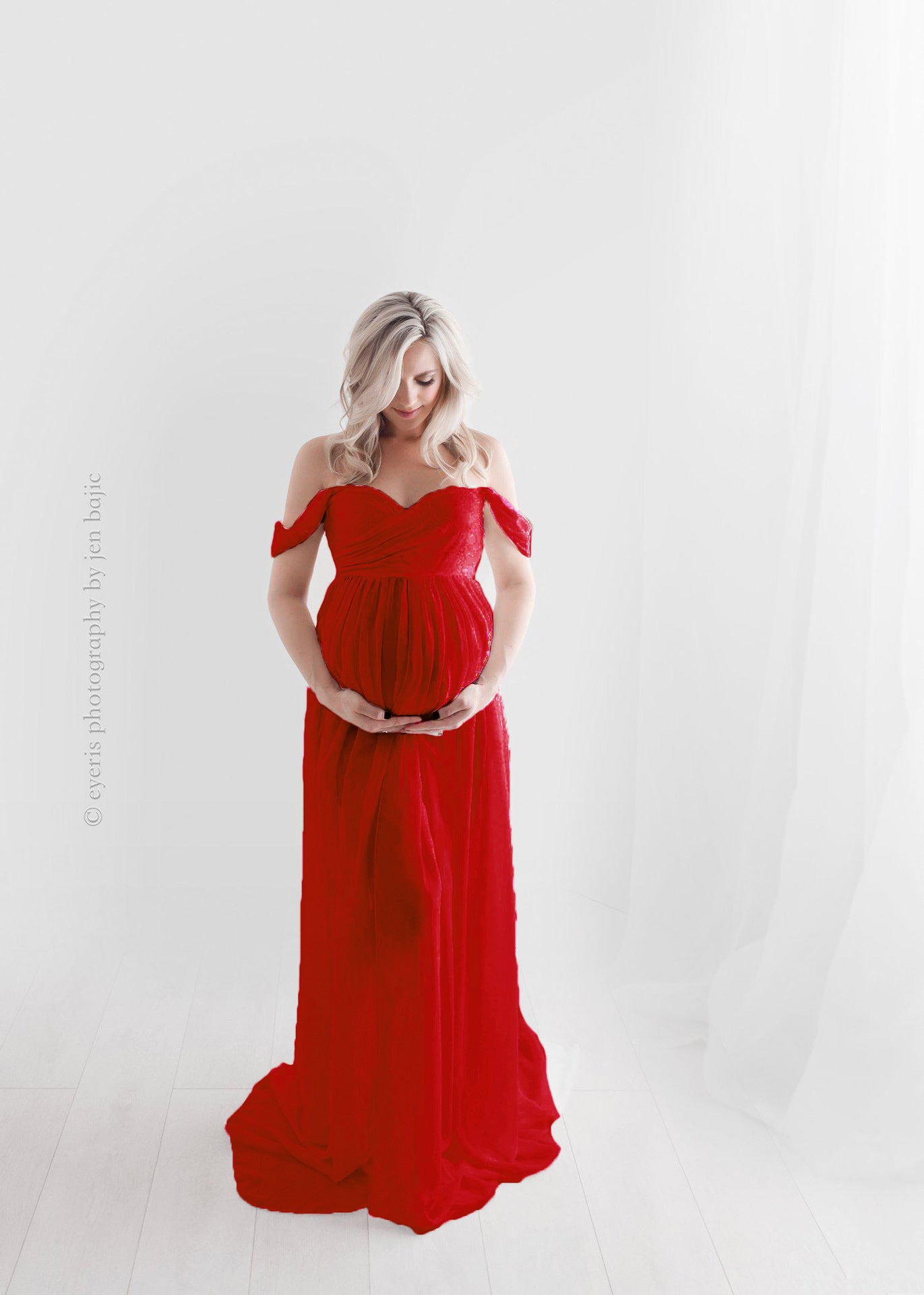 Maternity Photo Dress Front  Mopping Foor Long Skirt Dress