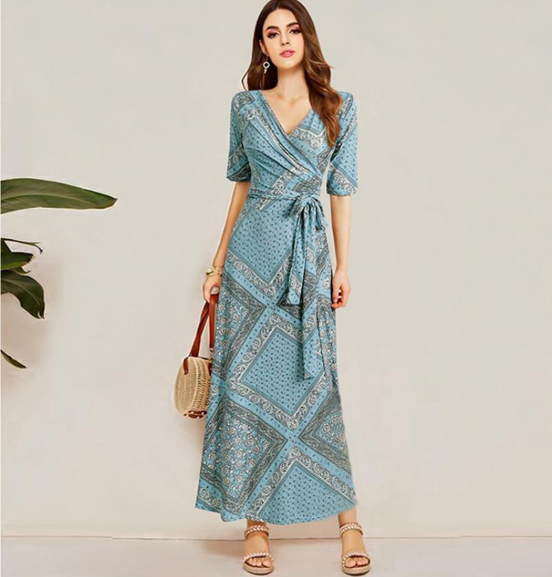 Plus size women's printed long dress