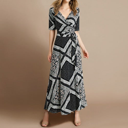 Plus size women's printed long dress