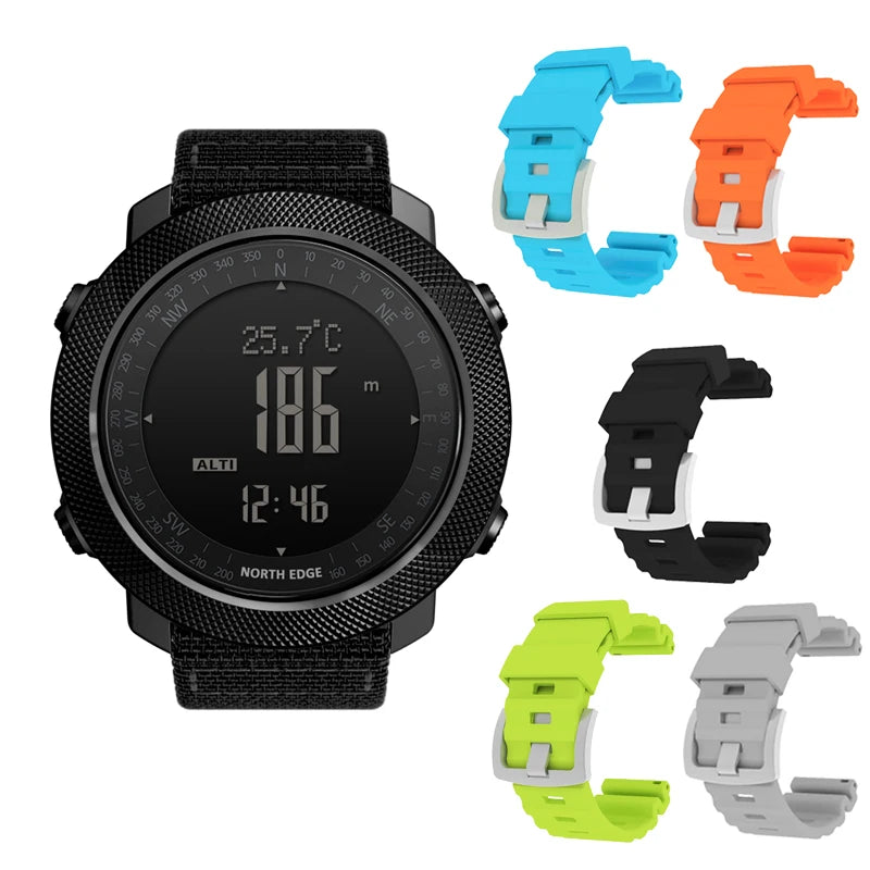 NORTH EDGE Men's sport Digital watch Hours Running Swimming Military Army watches Altimeter Barometer Compass waterproof 50m